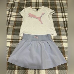 Puma Kids' White and Light Purple Skirt Set